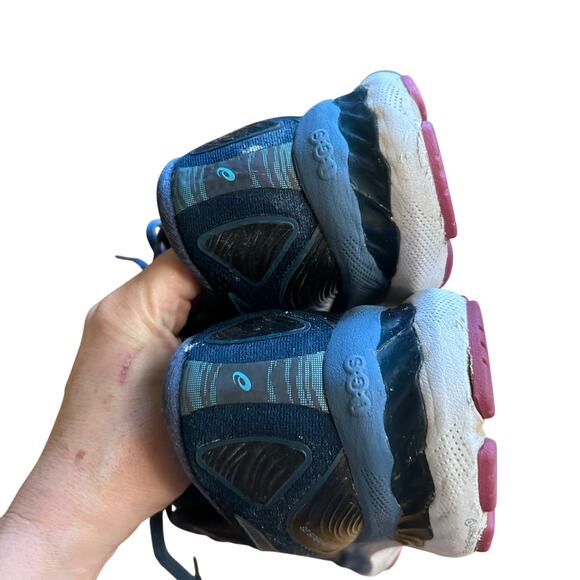 Asics Gel Nimbus 23 Womens Size 9.5 Blue Pink Comfort Running Shoes Sneakers - Picture 5 of 8